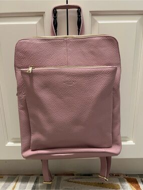 Soft Pink Pebbled Leather Backpack Tote Made in Italy - Women Bags